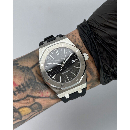 Custom Seiko Mod • Black Silver AP • 42mm